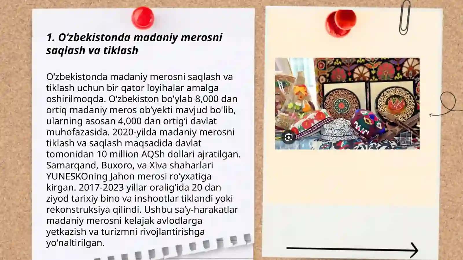 Oʻzbekistonda madaniy sohalarni rivojlanishining asosiy mazmuni 3