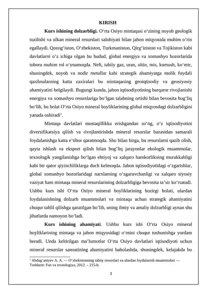 O’RTA OSIYO DAVLARIDA MINERAL BOYLIKLARIDAN FOYDALANISH 3