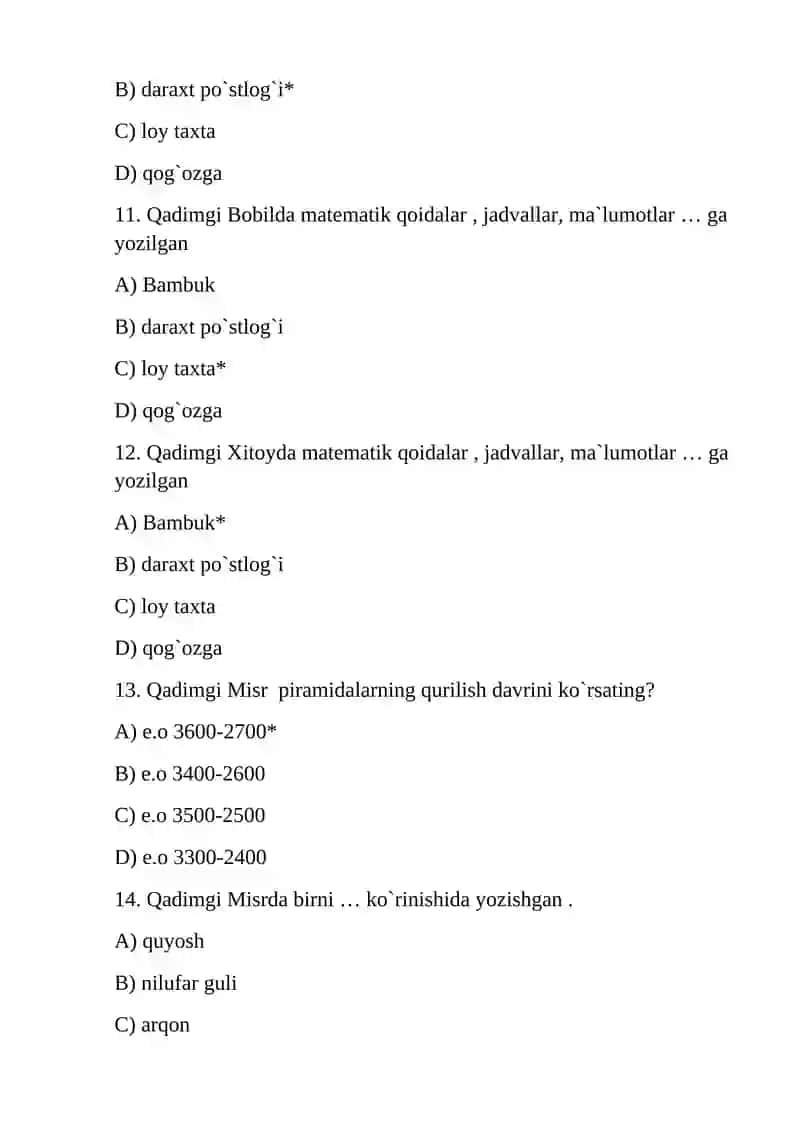 Matematika tarixi fanidan oraliq savollar to`plami 3