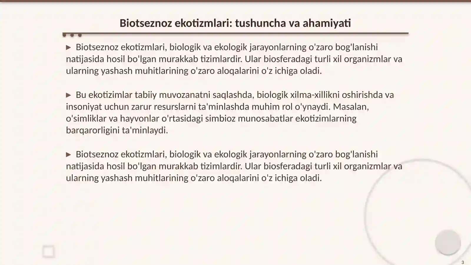 Ekotizmlarining tuzilmalari va xususiyatlari 3