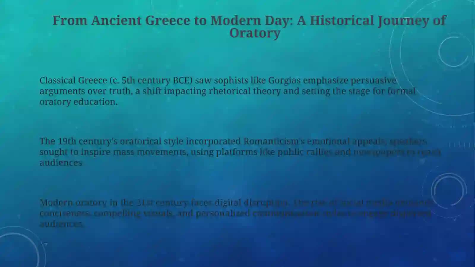 Oratory's Evolution 3