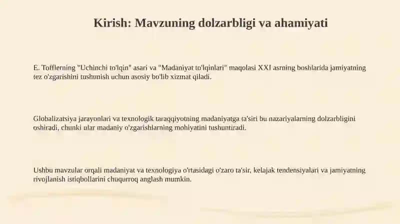Madaniyatto‘lqinlari 3