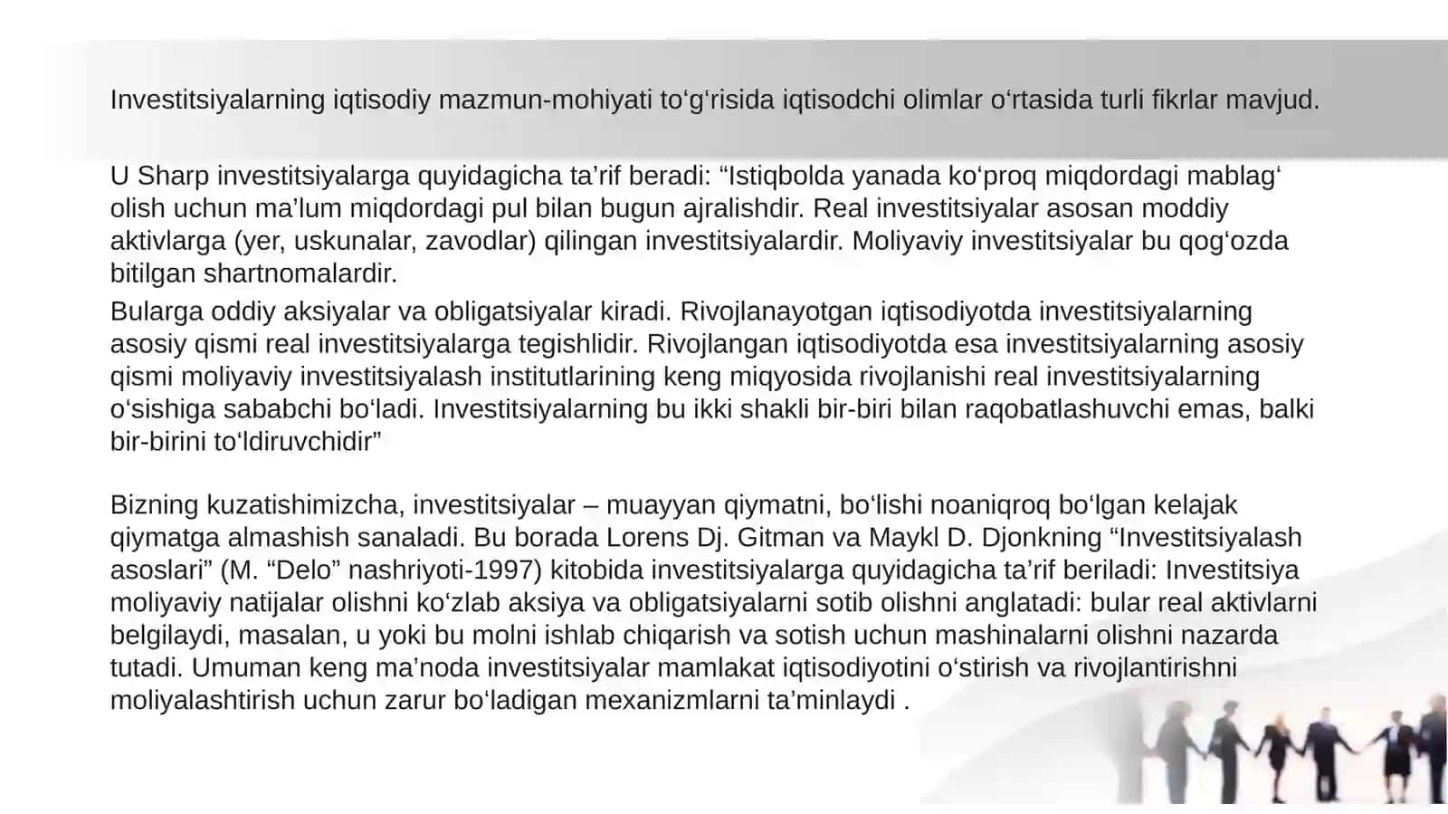 Investisiyalarning maqsad va mohiyatlari ppt 3