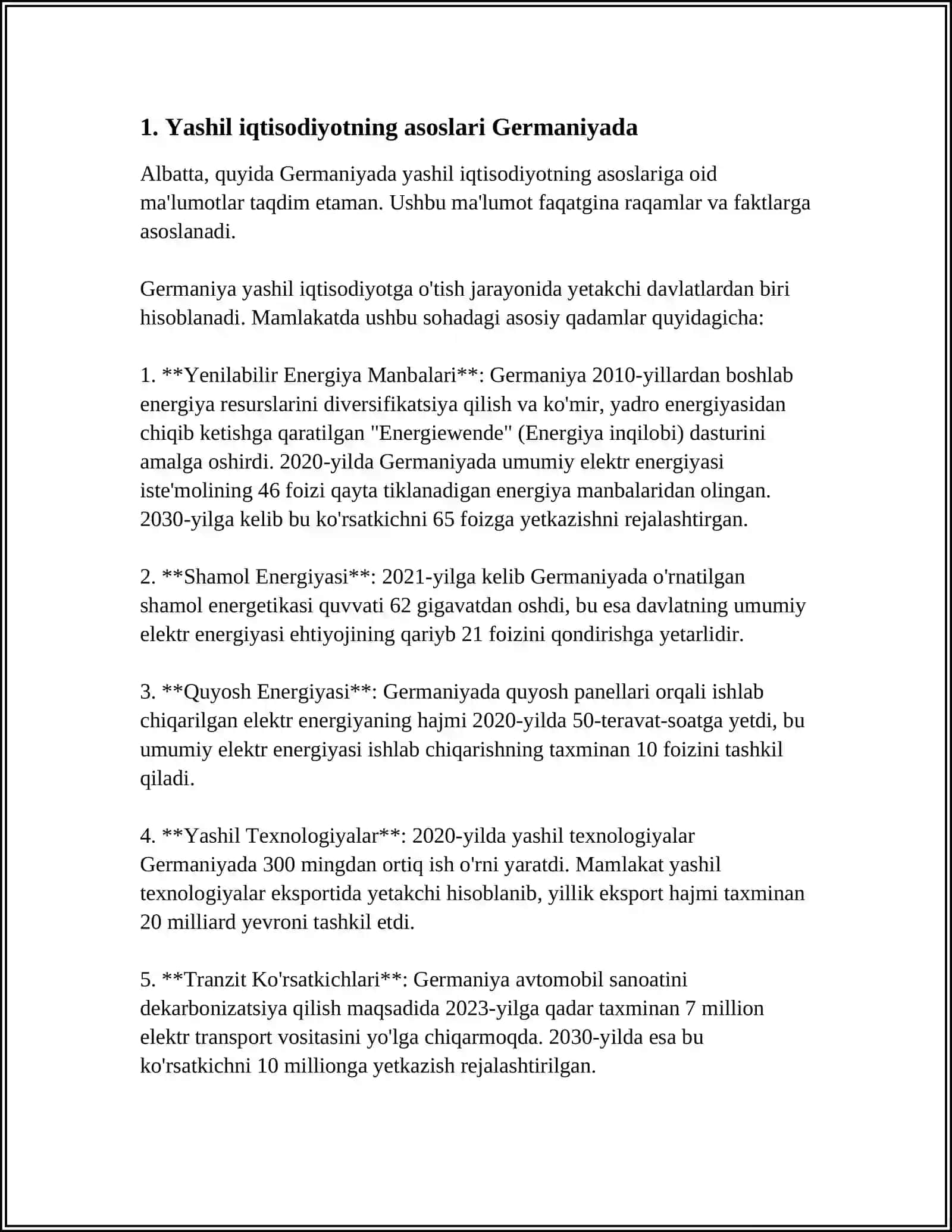 GERMANIYA: YASHIL IQTISODIYOT 3