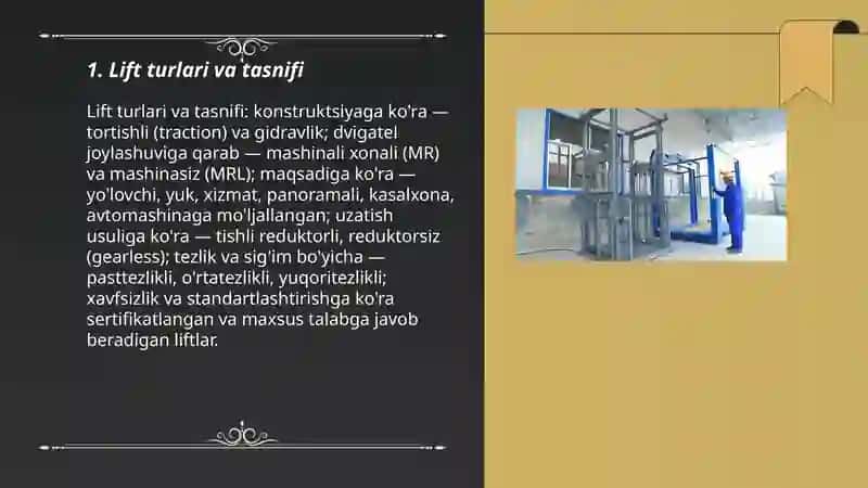 Liftlar va ularni loyihalash 3