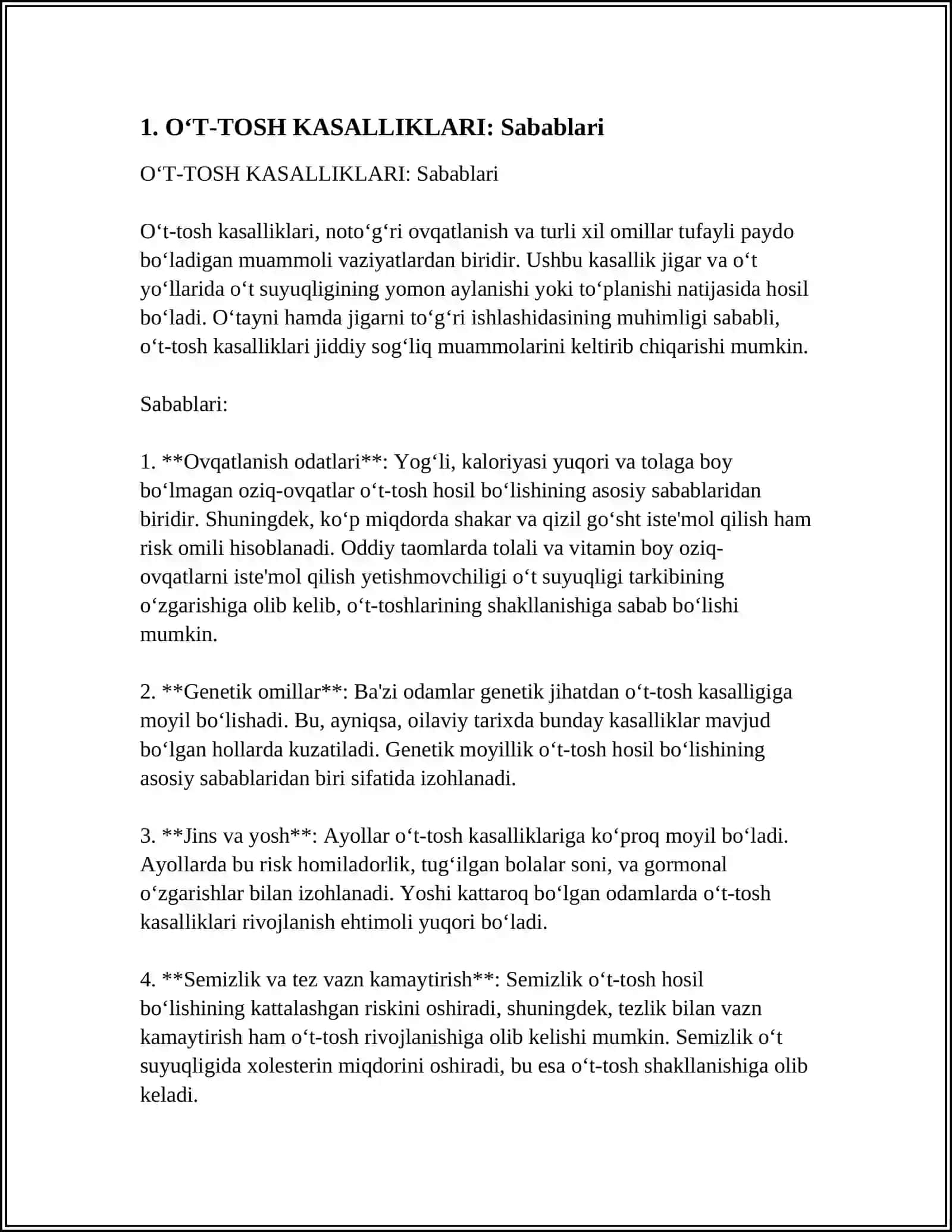 O‘T-TOSH KASALLIKLARI: Sabablari 3