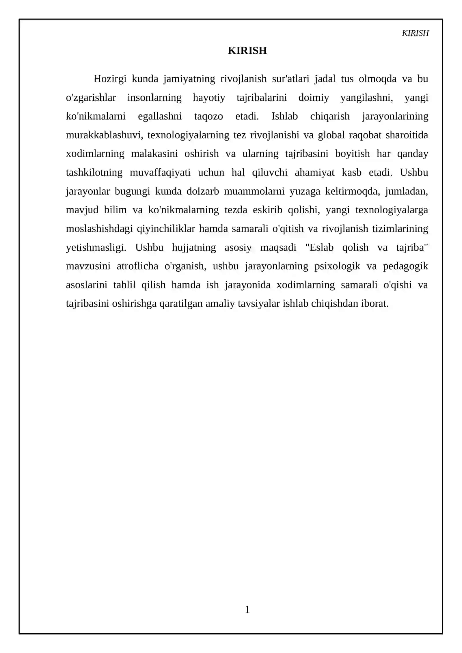 Mavzu: Eslab qolish va tajriba 3