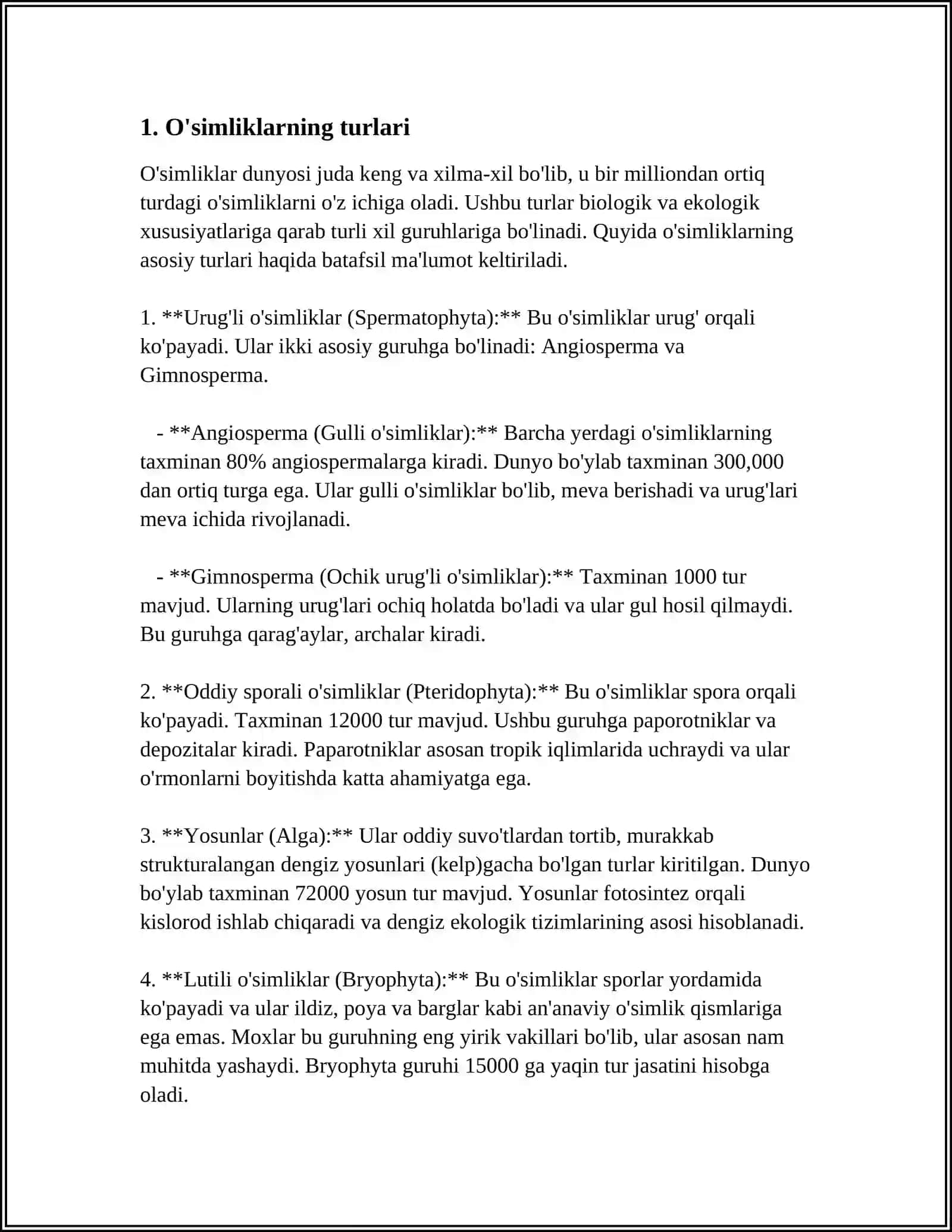 O'simliklar haqida 3