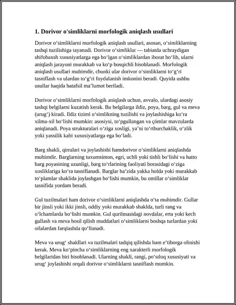 Dorivor o'simliklarni morfologik aniqlash usullari 3