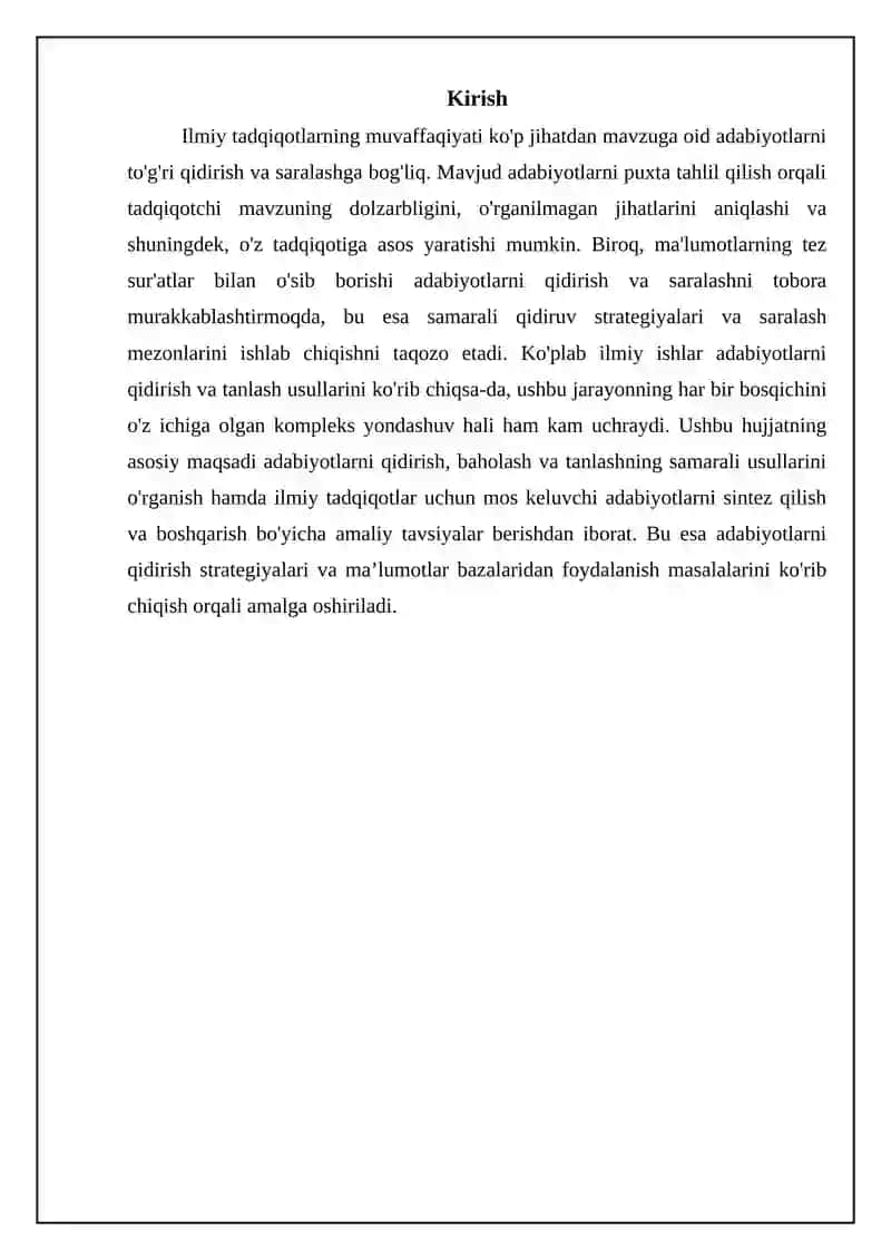 Adabiyotlarni izlash va tanlash 3