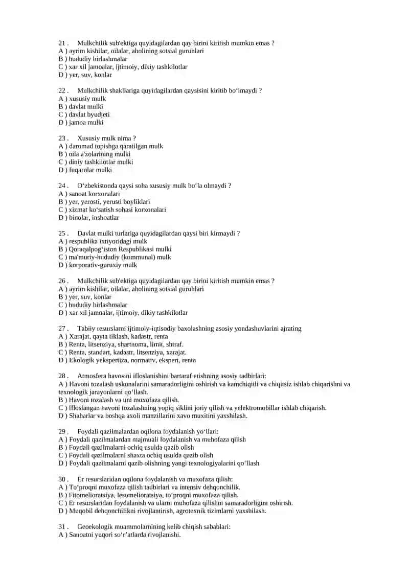 MINTAQA IQTISODIYOTI TESTLAR 3