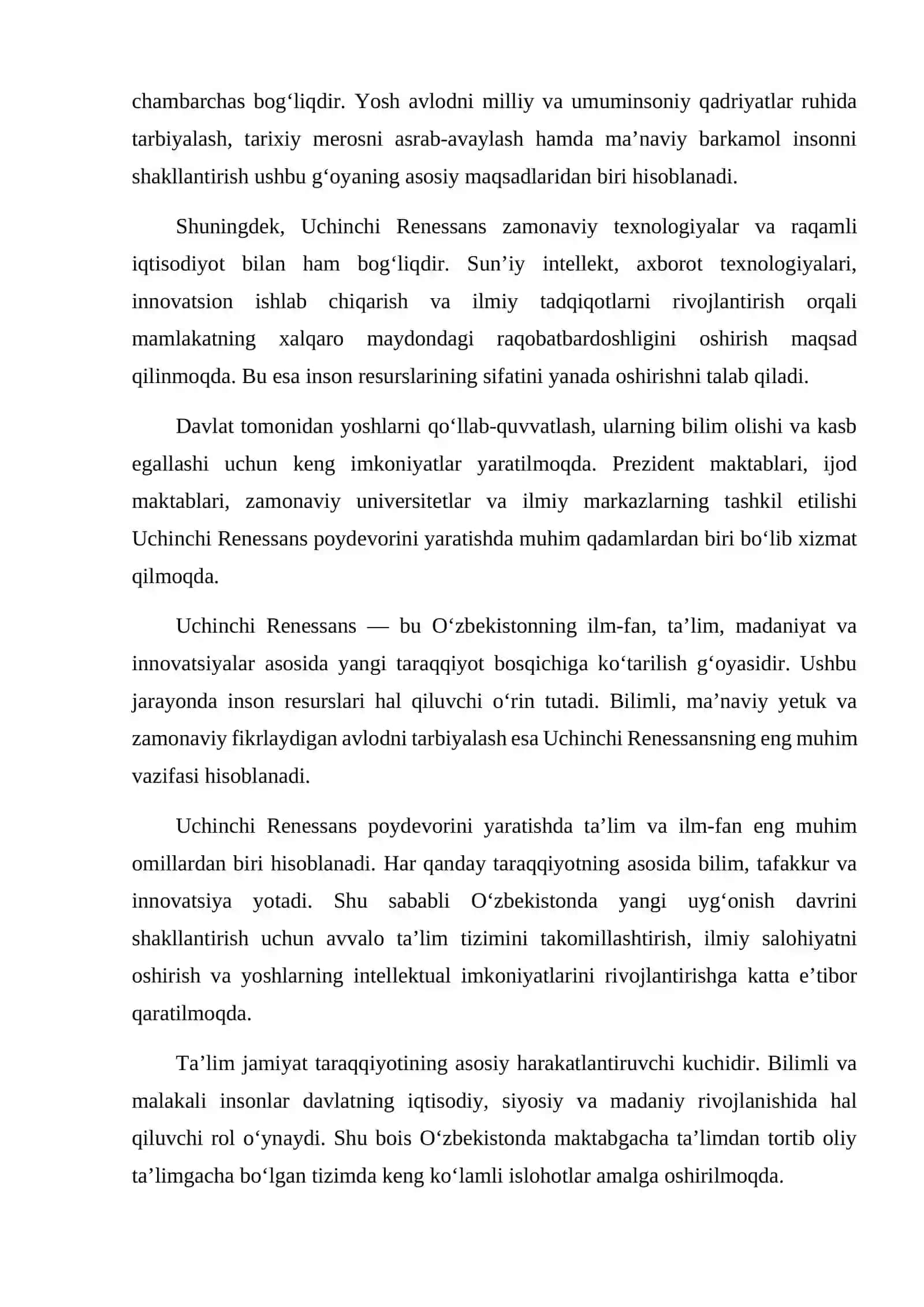 Oʻzbekistonda Uchinchi Renessans Poyevorini Yaratish 3