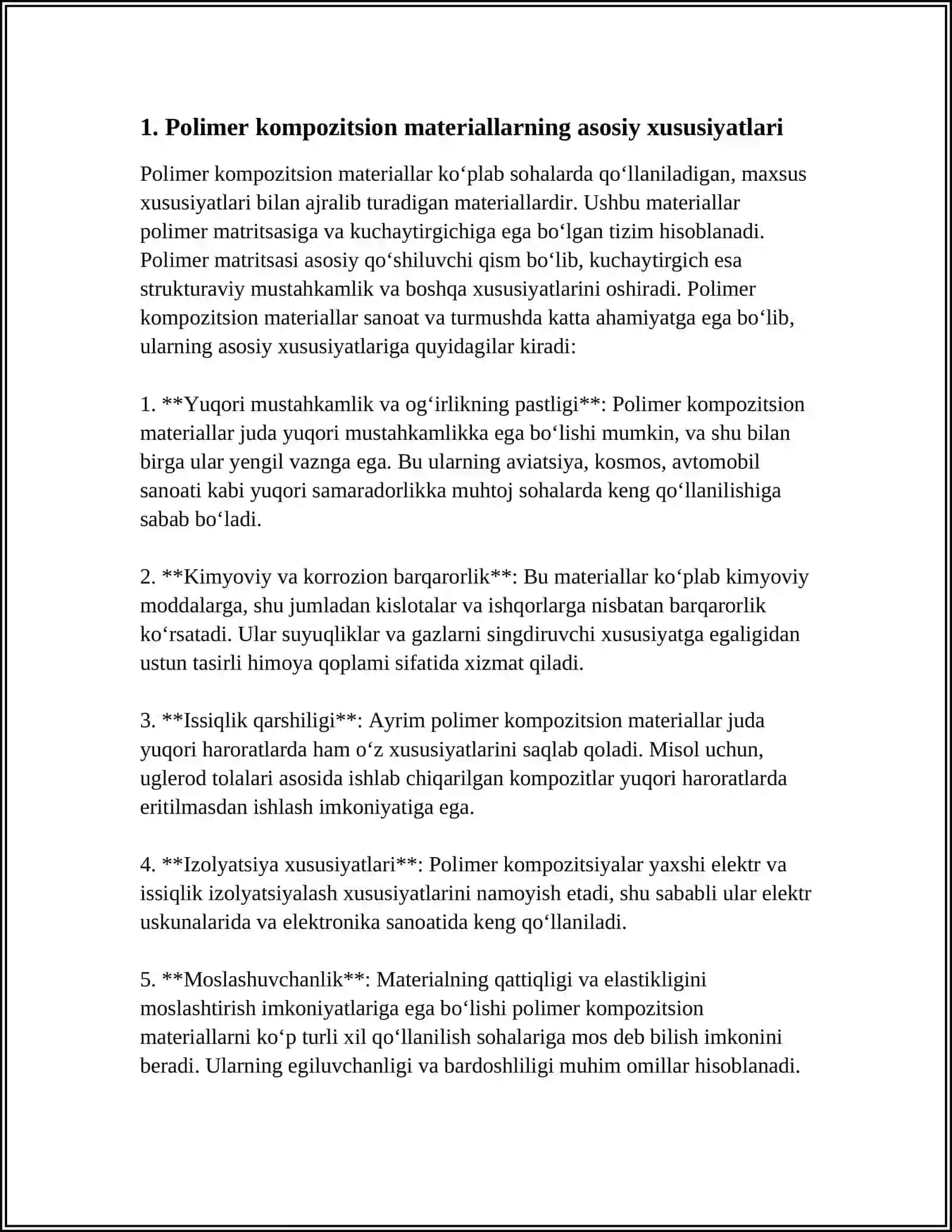 POLIMER KOMPOZITSION MATERIALLARNING TUTGAN OʻRNI 3