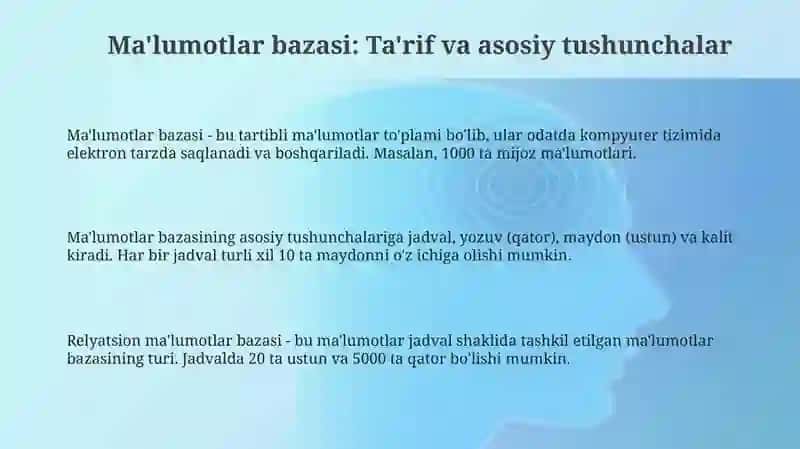 Ma'lumotlar bazasi yuritishning ahamiyati 3