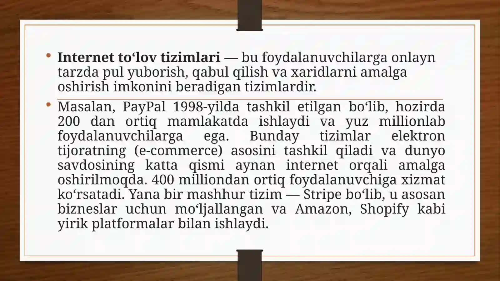 Internet muhitida to‘lovlarni tashkillashtirish 3
