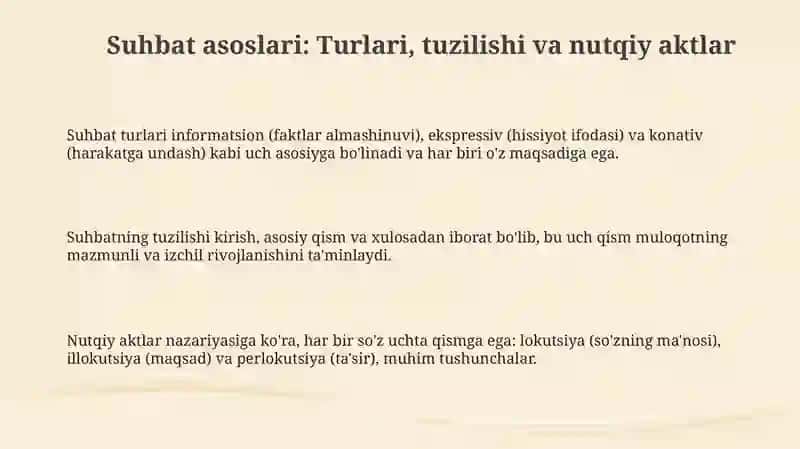 Suhbatni rivojlantirish va tanqid qilish 3