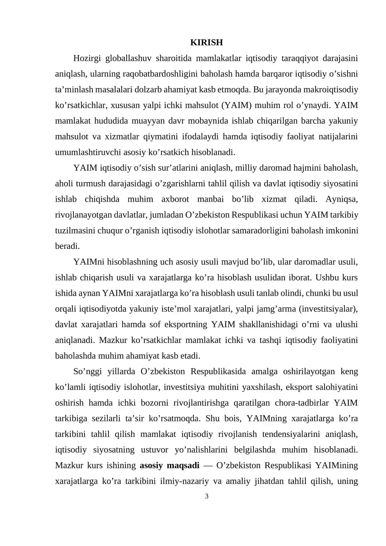 O’ZBEKISTON RESPUBLIKASI YAIMNING XARAJATLARGA KO’RA TARKIBI TAHLILI 3