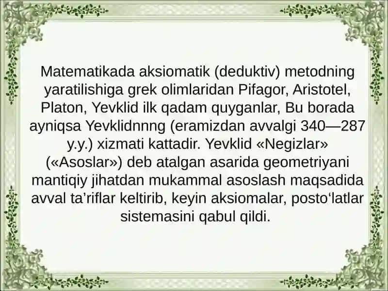 Evklidning“Negizlar”asari 3