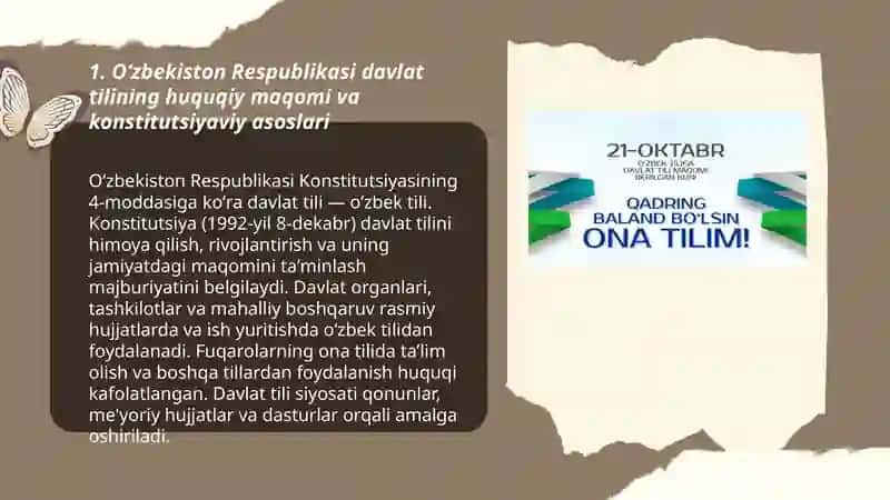 Oʻzbekiston Respublikasi Davlat tili - oʻzbek tilidir 3