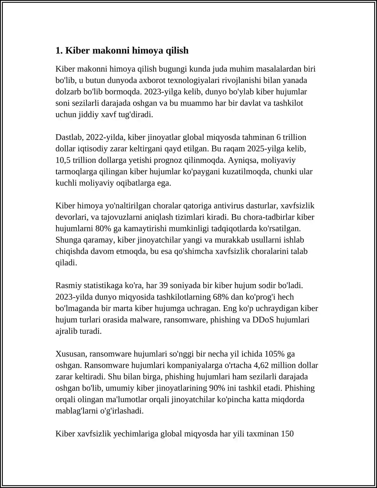 KIBER MAKON, KIBER TERRORIZM, KIBER ZO’RAVONLIK (CYBERBULLING) 3