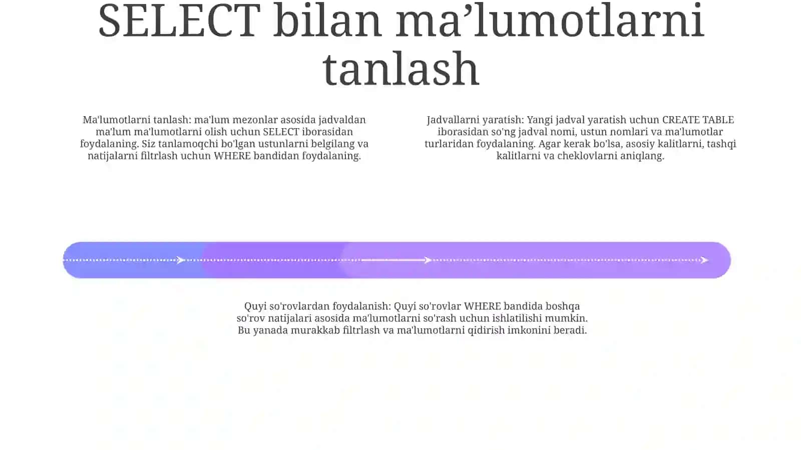MySQL Tizimi Va Sql Tizimida So‘Rovlar Yaratish 3
