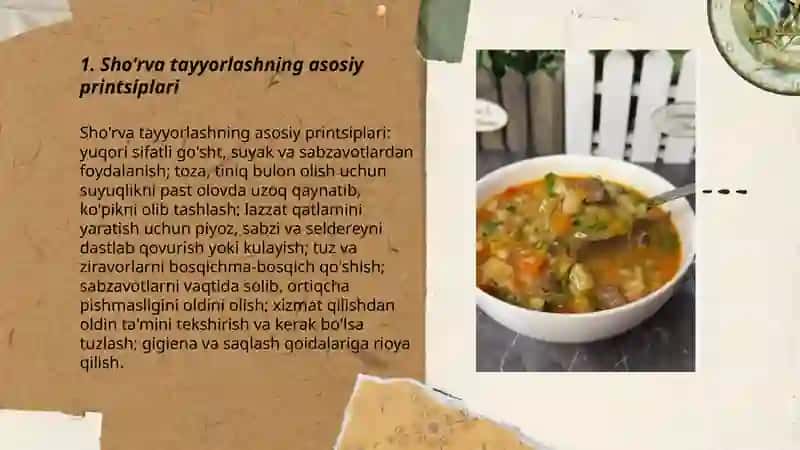 Sho'rva tayyorlashning asosiy printsiplari 3