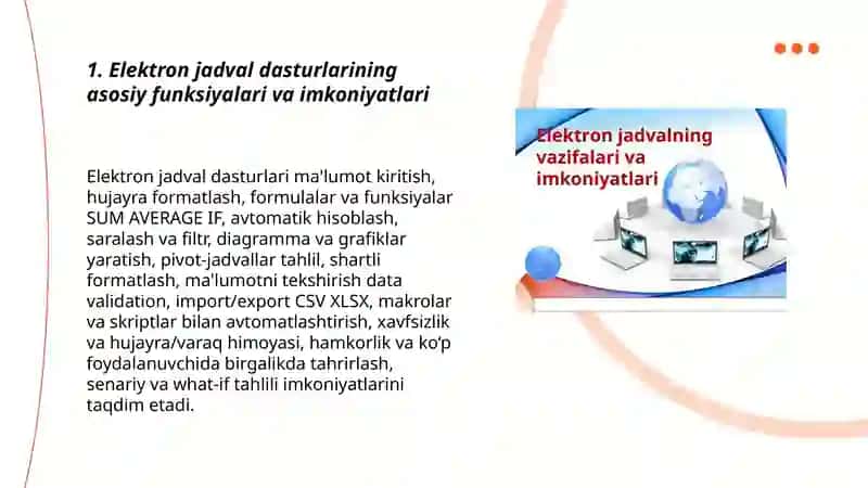 Elektron jadval bilan ishlaydigan dasturlar 3