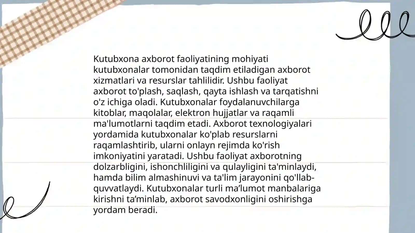 Kutubxona axborot faoliyati menejmenti fanining predmeti va vazifalari 3