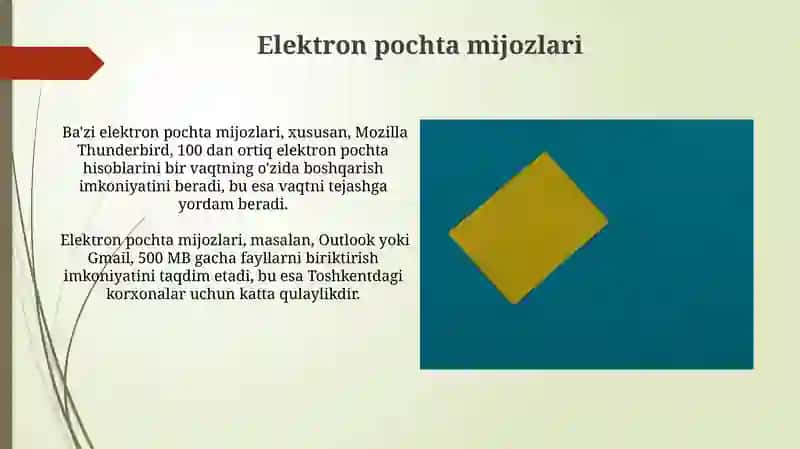 Elektron pochta imkoniyatlari 3