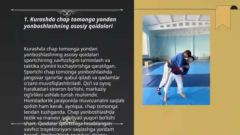 Kurashda yondan yonbosh usulini o'rgatish (chap tomonga) 3