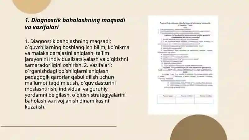O`quvchilarni bilim, ko`nikma va malakalarini tashxis etish 3