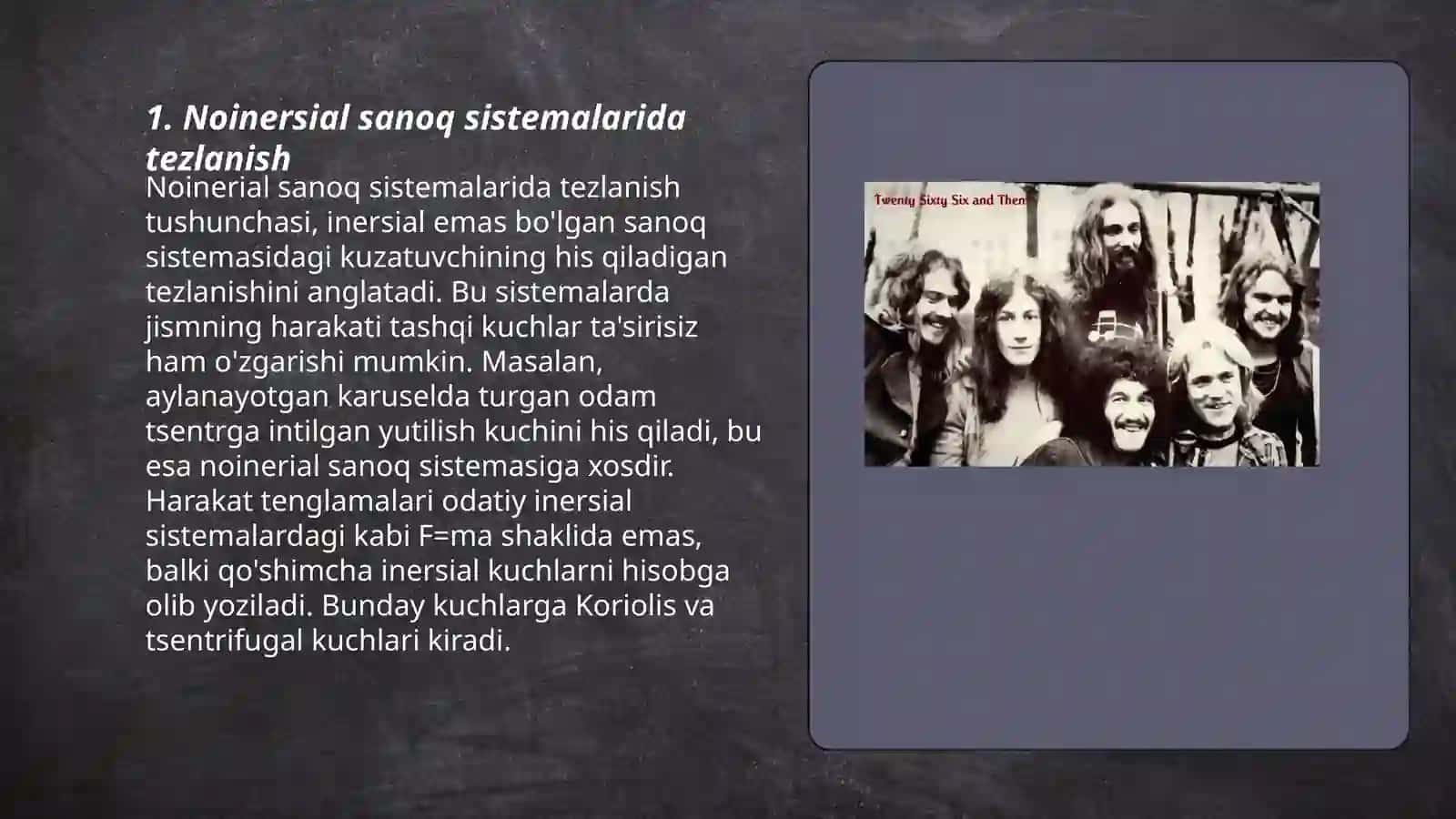Noinersial sanoq sistemalaridagi harakat.Bernulli tenglamasi 3