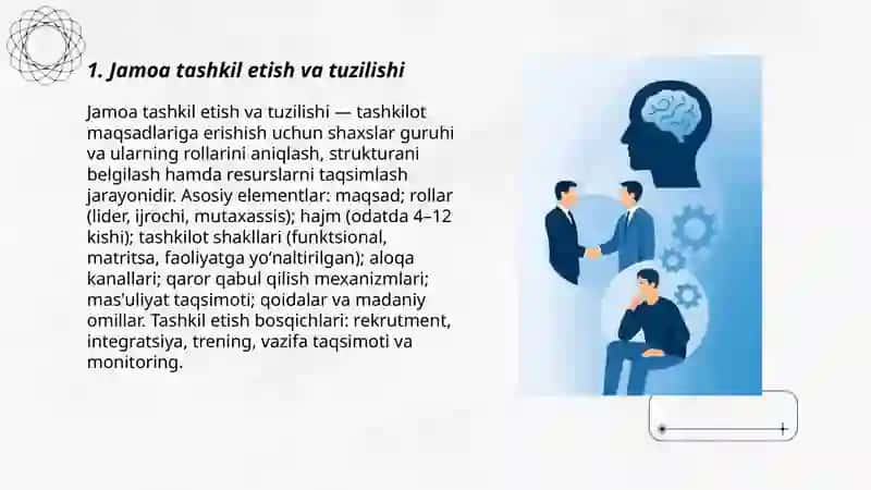 Jamoa tashkil etish va tuzilishi 3