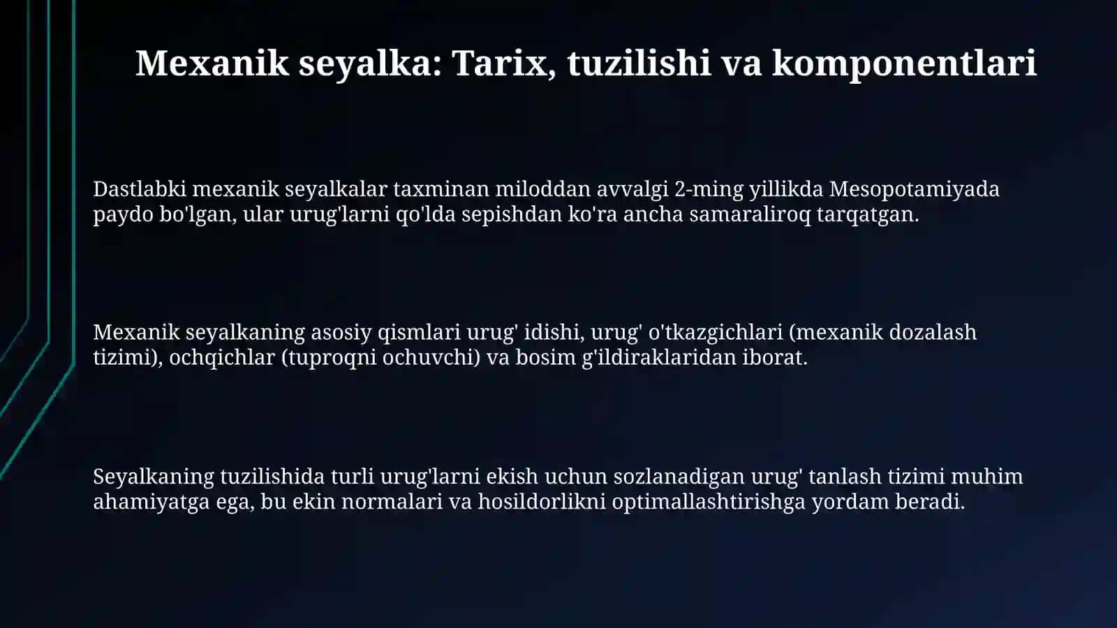 Mexanik urugʻ ekish mashinasi vaishlashprinsipi 3