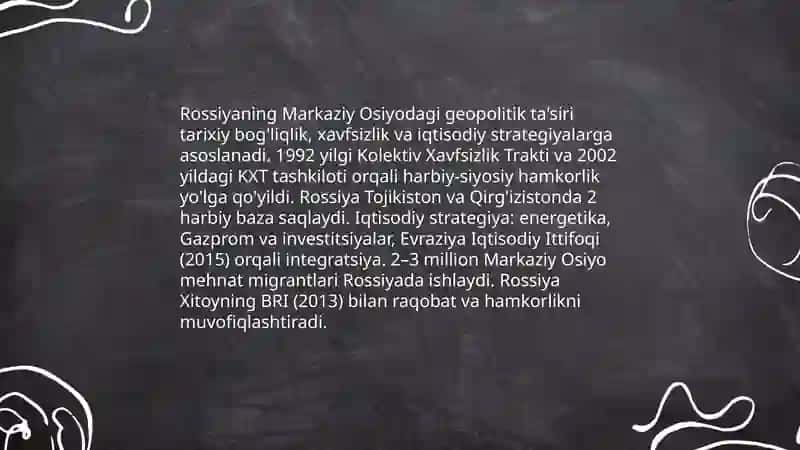 Yangi mingyillikda Markaziy Osiyo hududida geosiyosiy jarayonlar 3