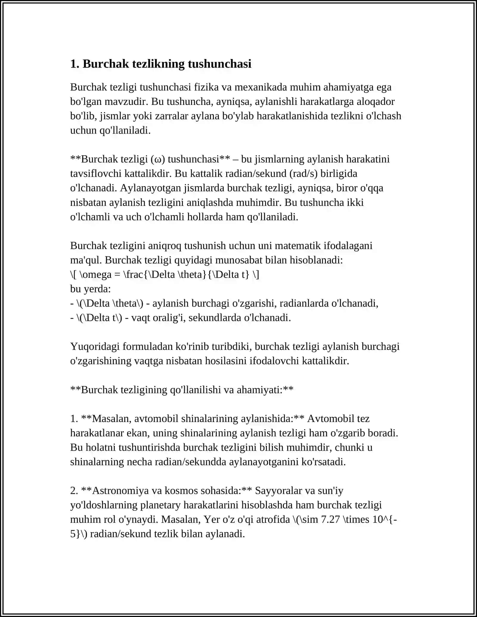 BURCHAK TEZLIK VA TEZLANISH 3