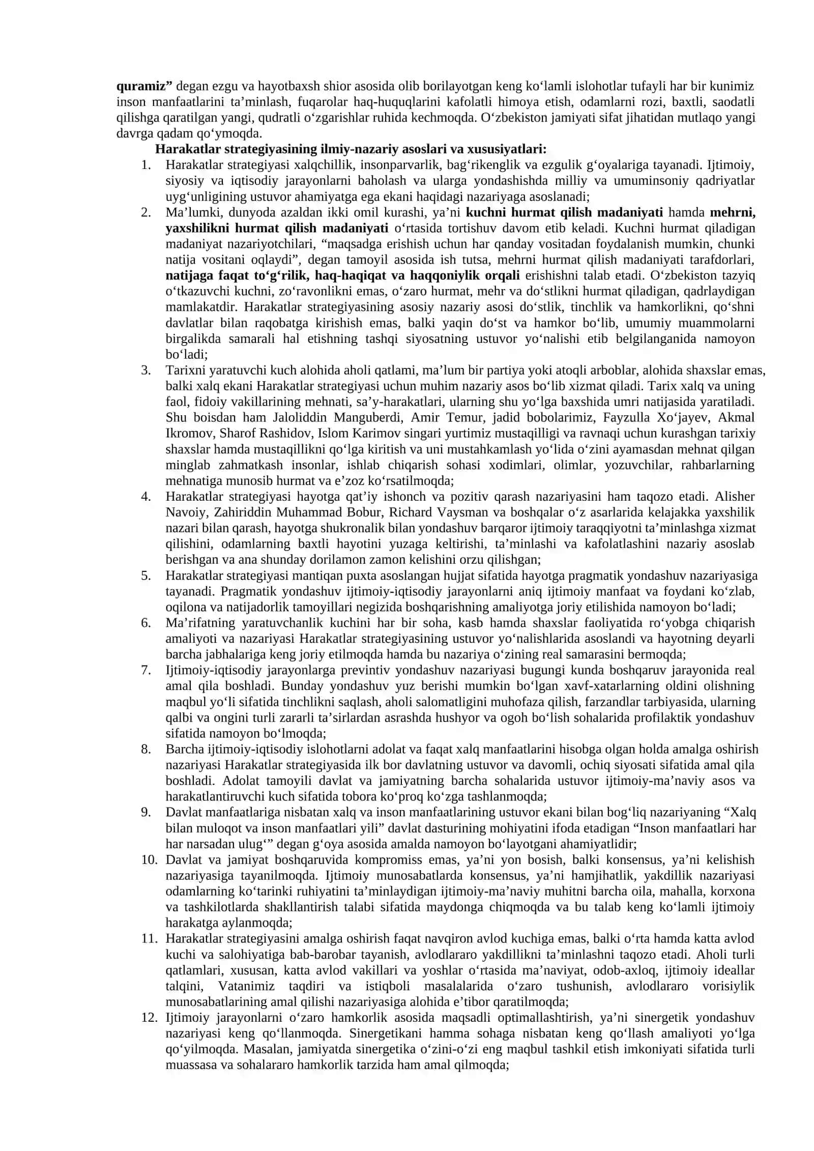 12-mavzu: Yangi O‘zbekistonda Prezident Shavkat Mirziyoyev rahbarligi va tashabbusi ostida amalga oshirilayotgan islohotlar 3