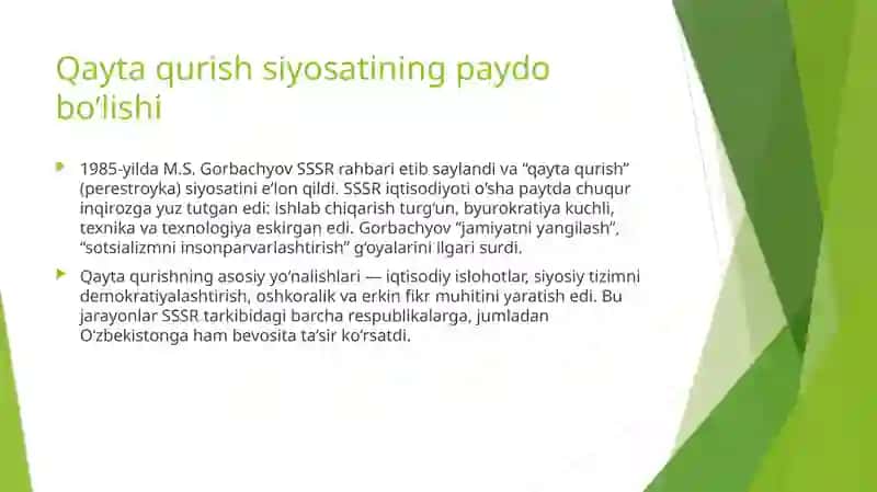 Qayta qurilish yillarida O’zbekistondagi ijtimoiy  siyosiy vaziyat 3