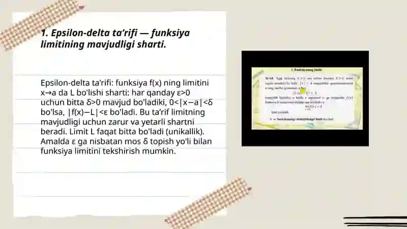 Funksiya limitining mavjudligi haqida teoremalar 3