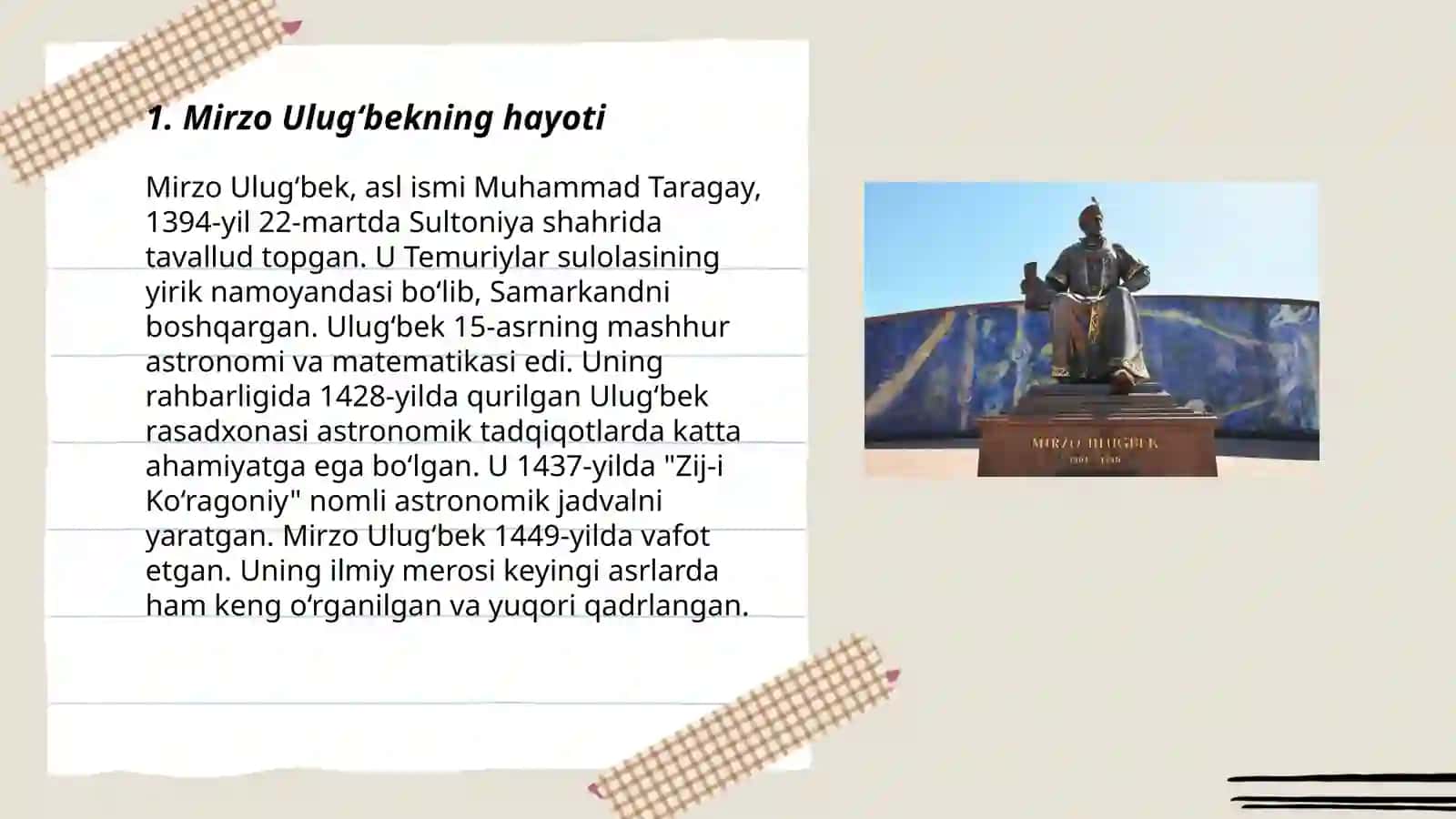 Mirzo Ulug‘bekning hayoti 3