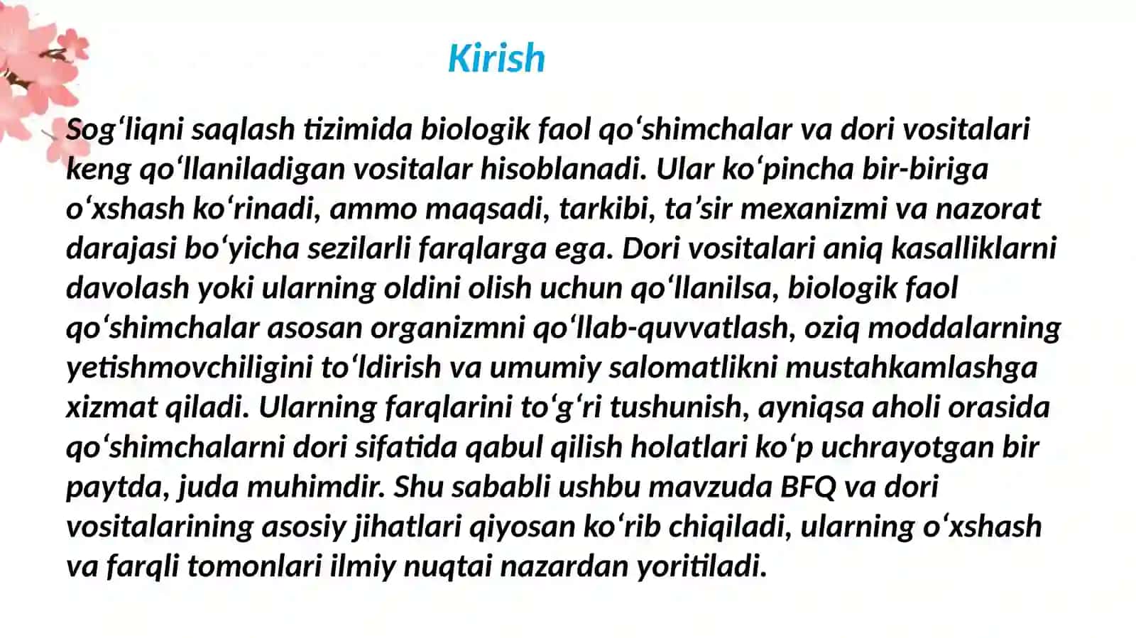 Biologik faol qo‘shimchalar va dorivositalari 3