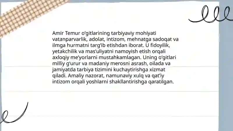 Amir Temur oʻgitlarining tarbiyaviy ahamiyati 3