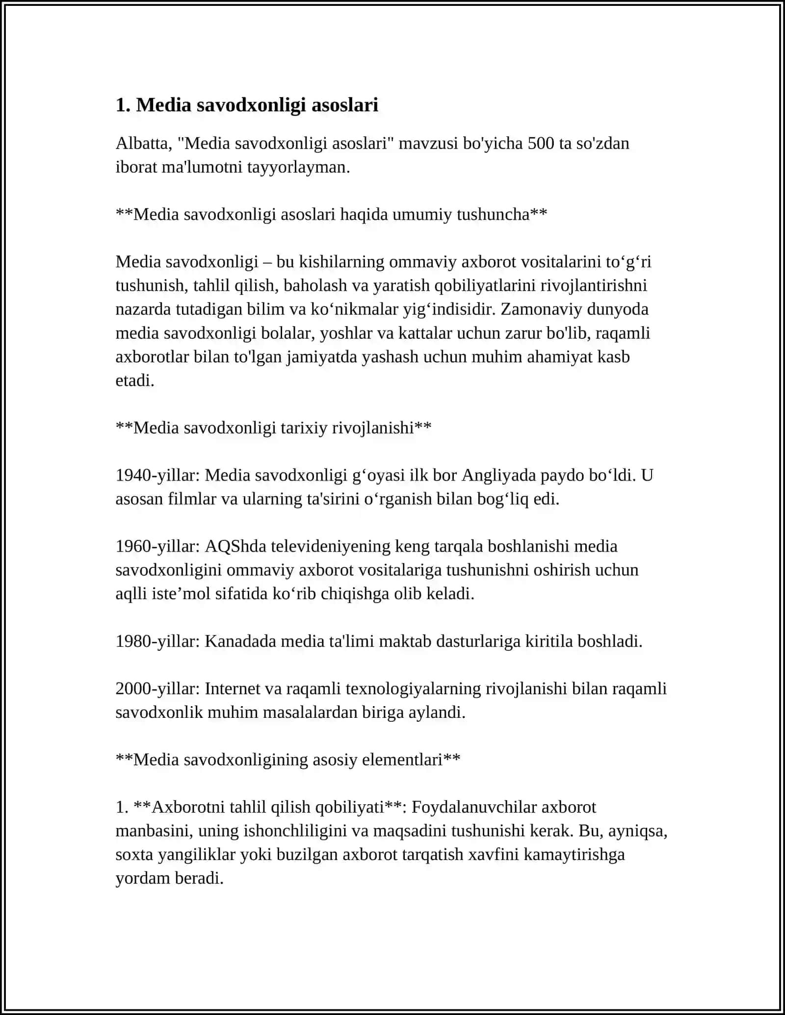 Media savodxonligi asoslari 3