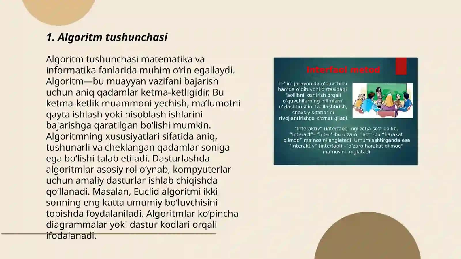 Algaritimlash va dasturlashning asosiy tuwunchalari 3