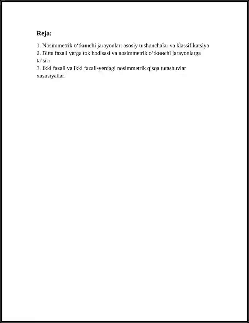 Nosimmetrik Oʻtkinchi Jarayonlar 3