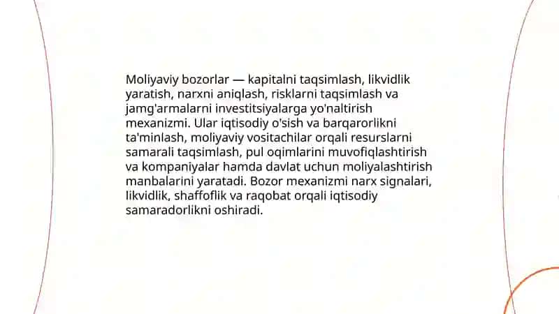Moliyaviy bozorlar: ijtimoiy-iqtisodiy mohiyati va tarkibi 3