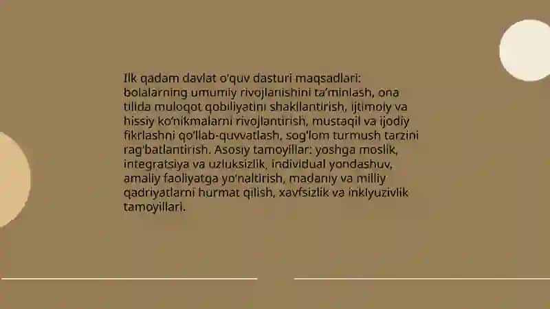Ilk qadam davlat óquv dasturi 3