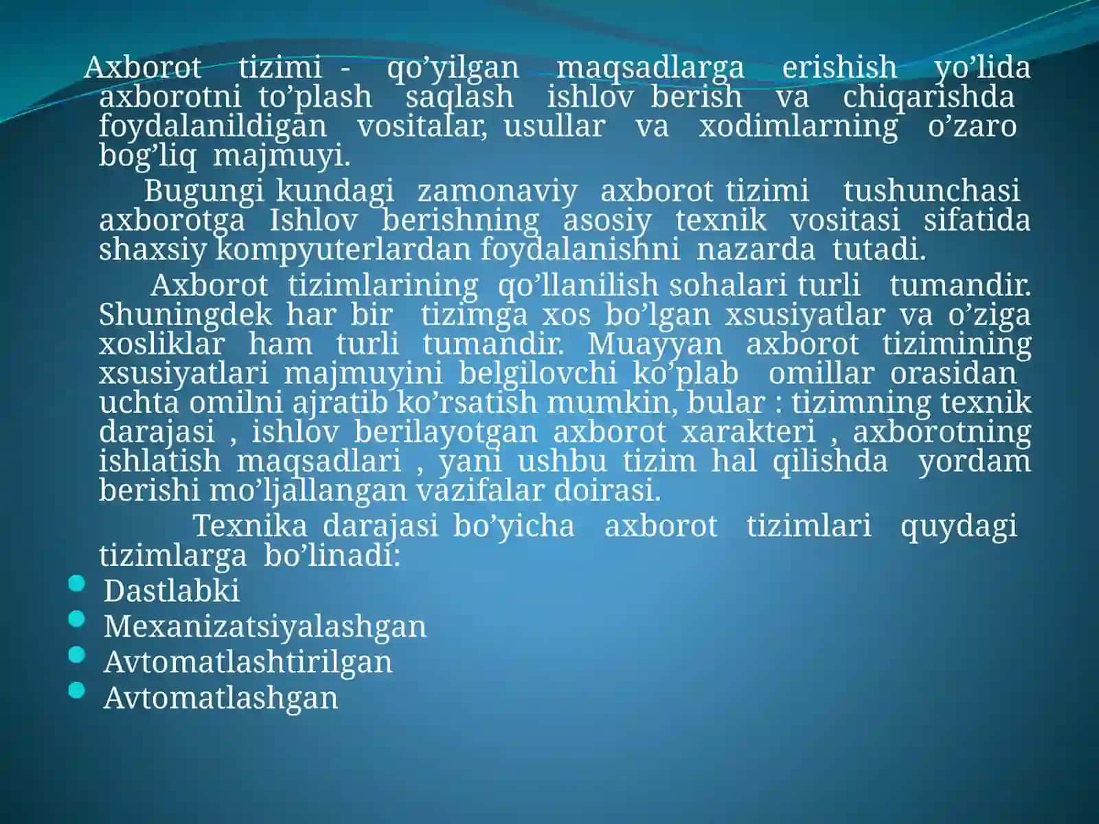 Axborot tizimlari 3