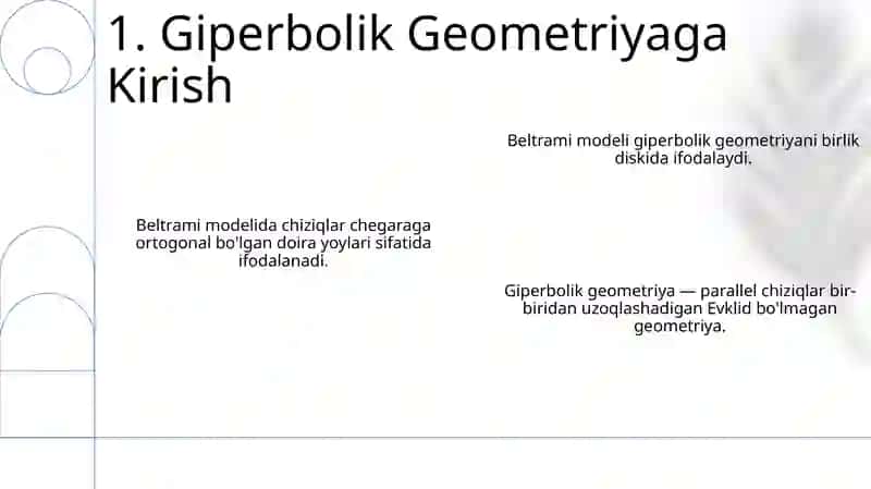 Lobachevskiy tekisligida Beltrami modeli 3