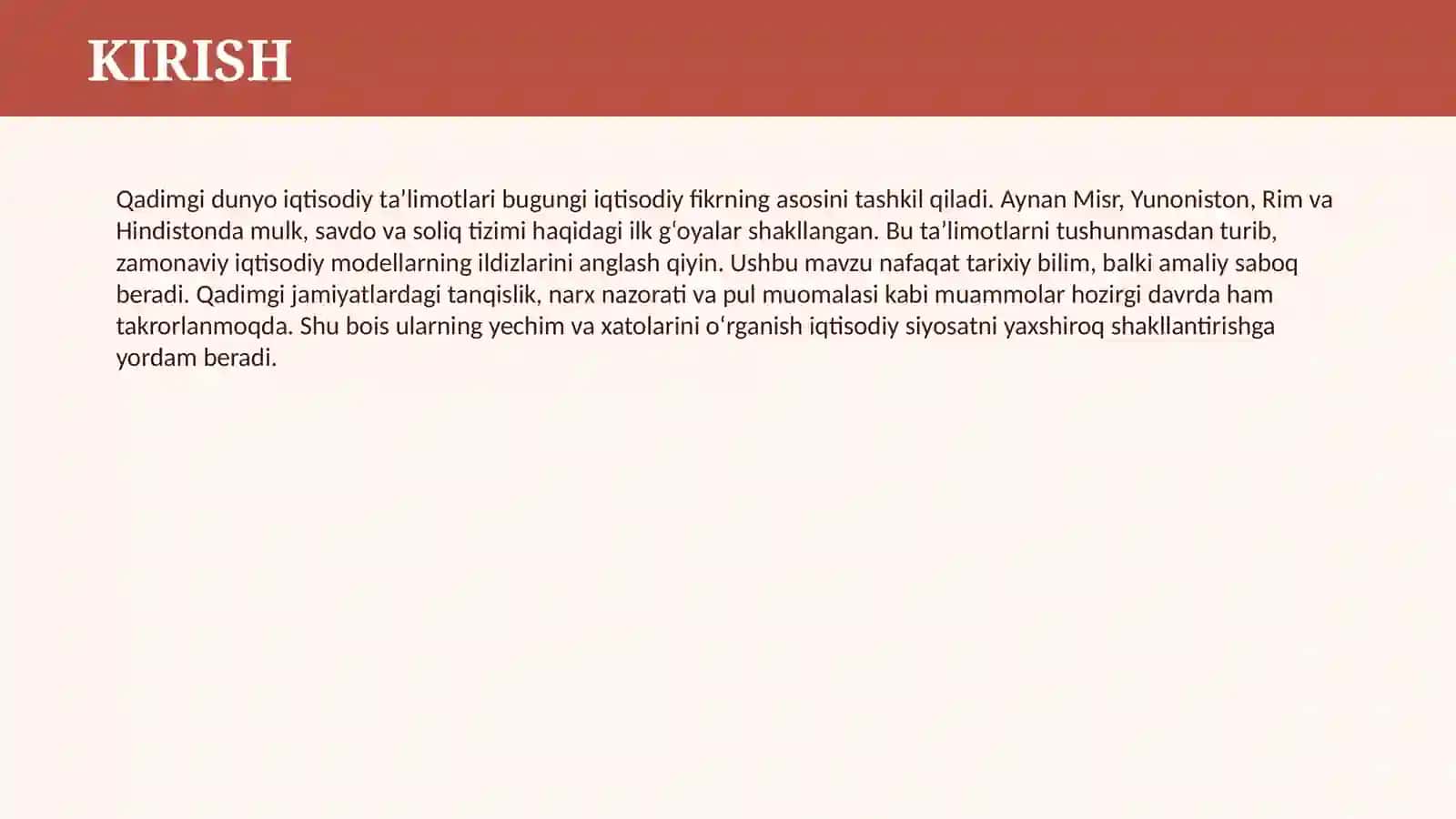 QADIMGI DUNYODAGI IQTISODIY TA`LIMOTLAR 3
